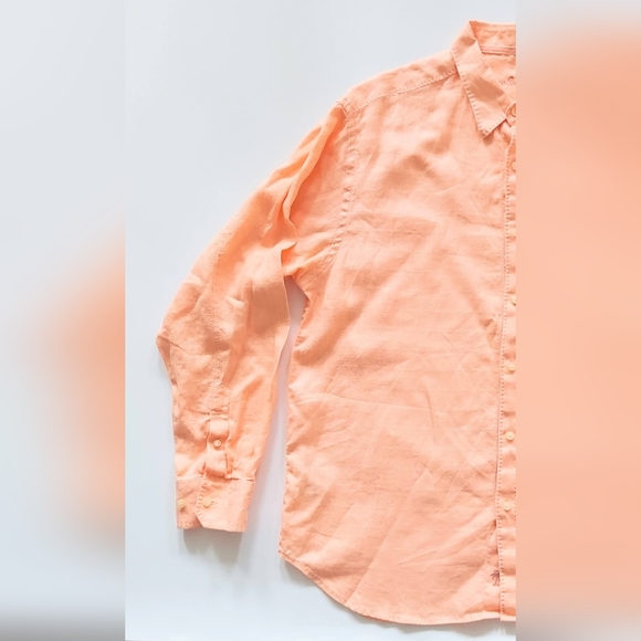 Tommy Bahama Men's Size Large Long Sleeve Linen Button Up Shirt Coral Orange - Picture 2 of 8